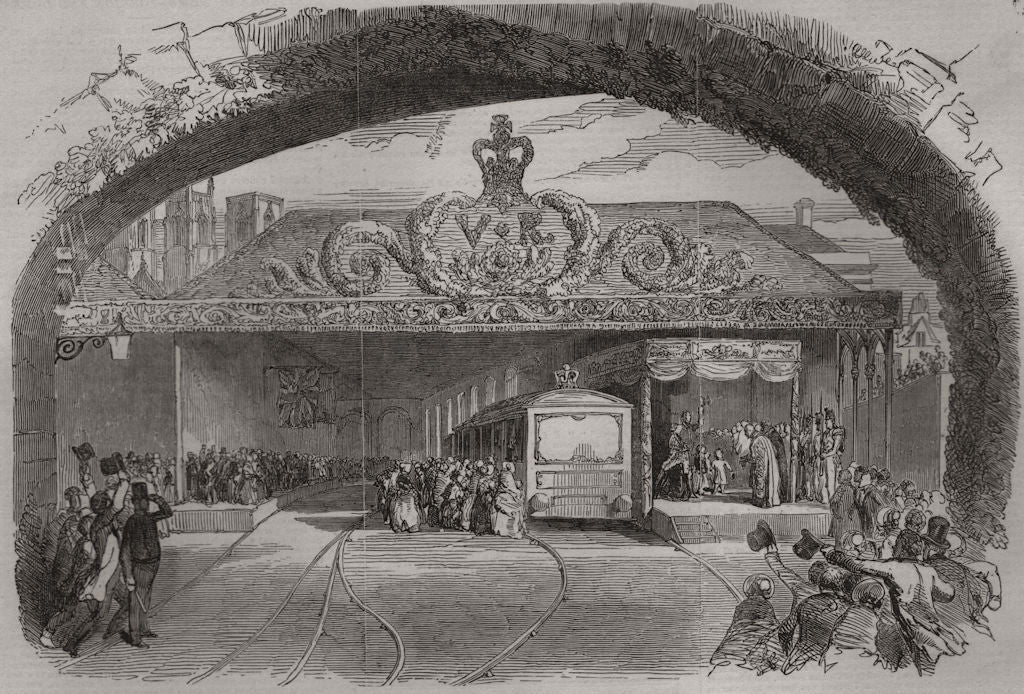 Presentation of the address to Her Majesty, at the York Station. Yorkshire 1849